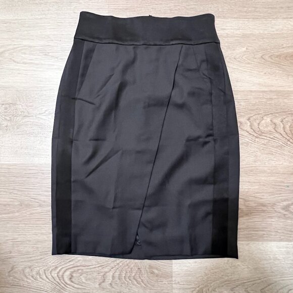 J Crew Asymmetrical Crossover Pencil Skirt in Black Sz 0  B6096 - Picture 1 of 9